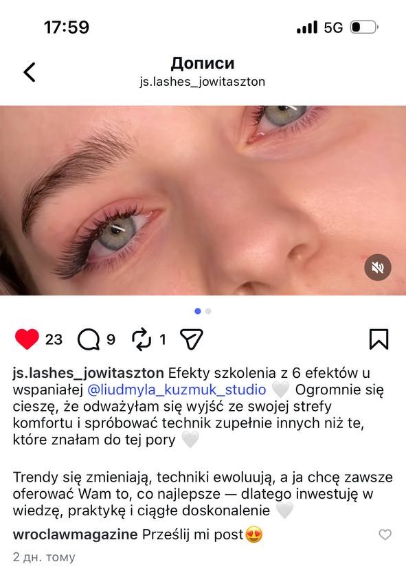 Post kursantki js.lashes_jowitaszton z efektami szkolenia